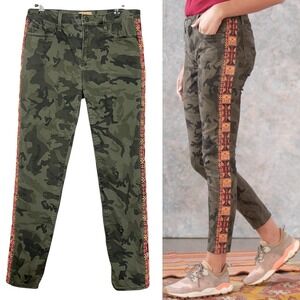 Driftwood Camo Jeans Women 28 Slim Leg Embroidery Side Stripe Southwestern Ankle